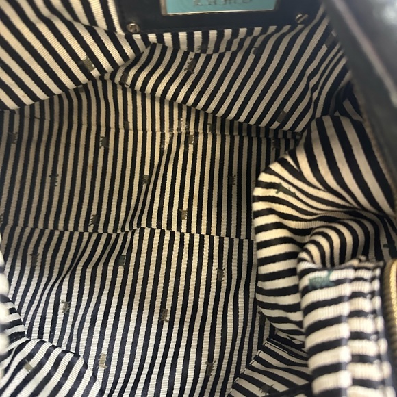 L.A.M.B. Y2K Vintage Black Leather Tan White Stripe Shoulder Bag - Picture 7 of 12